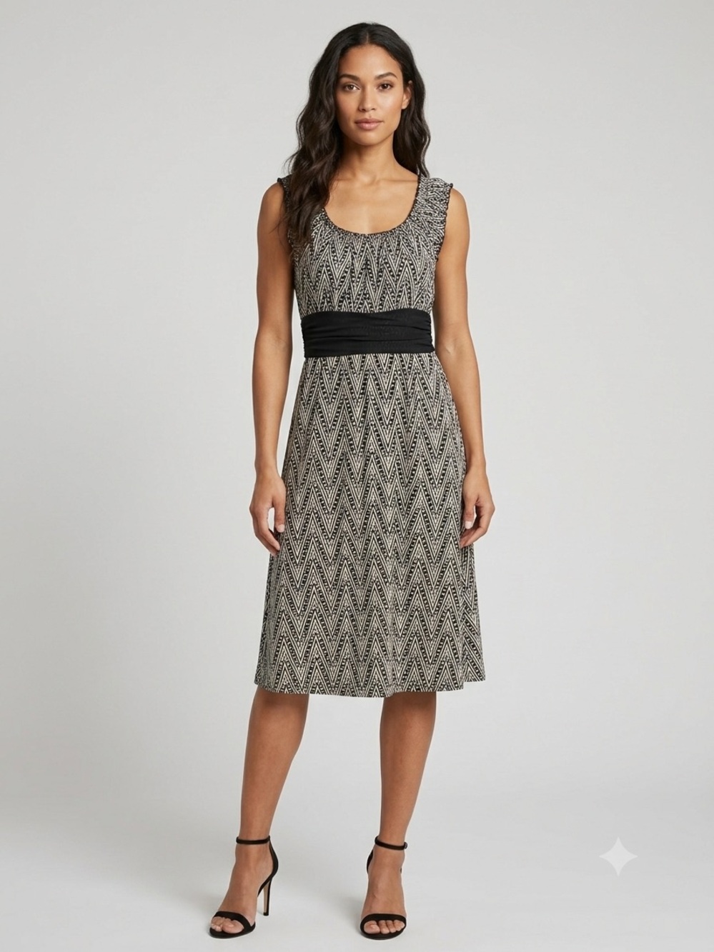 Max Studio Geometric Zig Zag Mesh Dress M